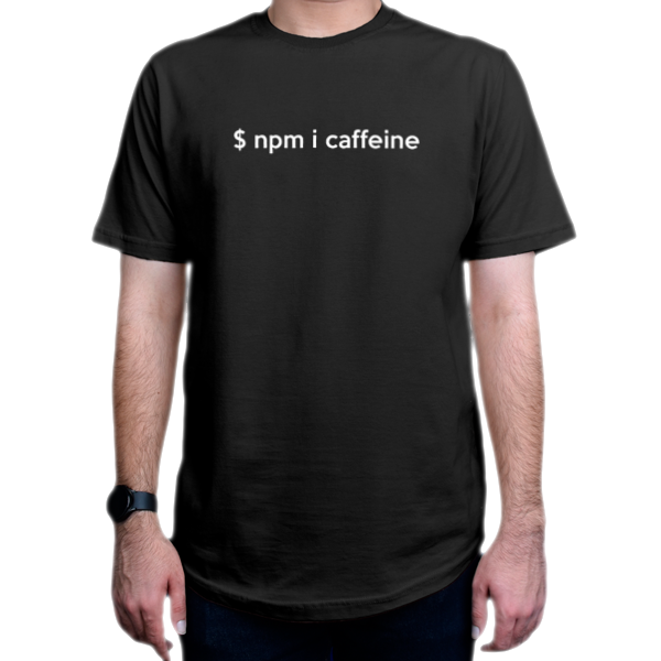 تیشرت برنامه نویسی طرح npm install caffeineنمای روبرو - رنگ مشکی