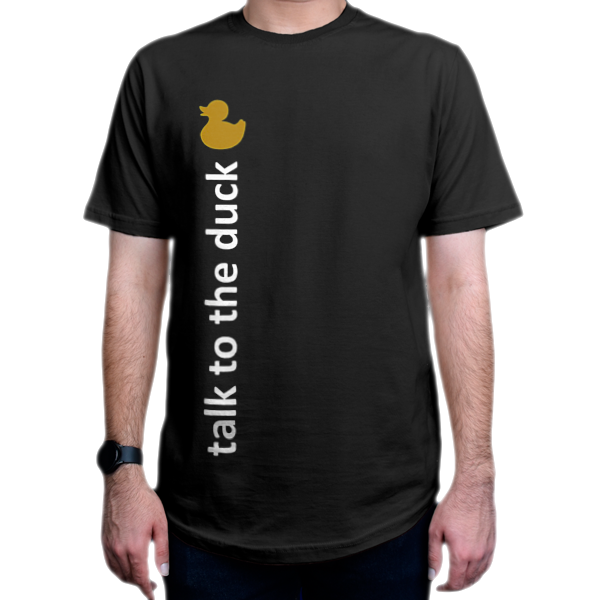 تیشرت برنامه نویسی طرح talk to the duckنمای روبرو - رنگ مشکی