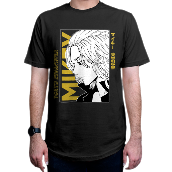 تیشرت طرح انیمه Tokyo Revengers انتقام جویان توکیو شخصیت Mikey مایکی yellow زردنمای روبرو - رنگ مشکی