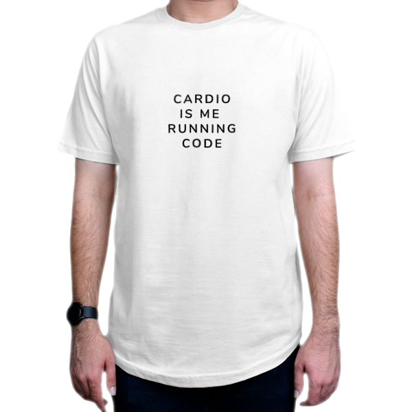 تیشرت برنامه نویسی طرح Cardio Is Me Running Codeنمای روبرو - رنگ سفید