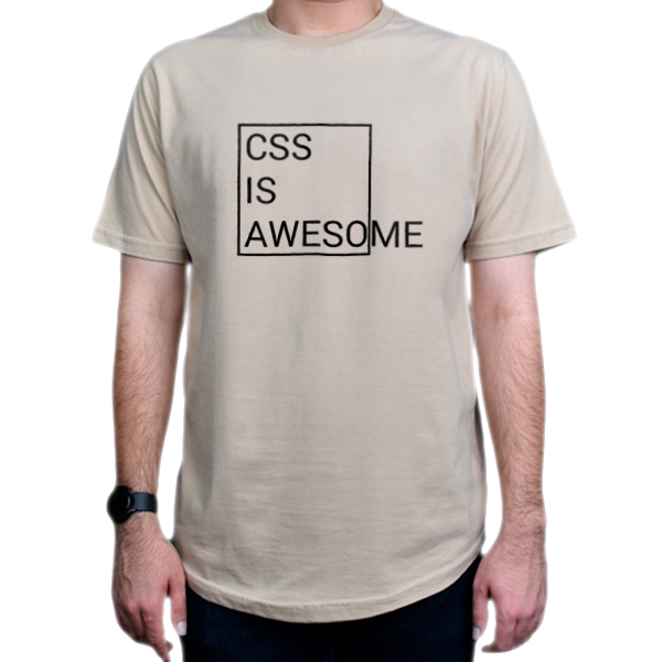 تیشرت برنامه نویسی طرح CSS is Awesomeنمای روبرو - رنگ نخودی