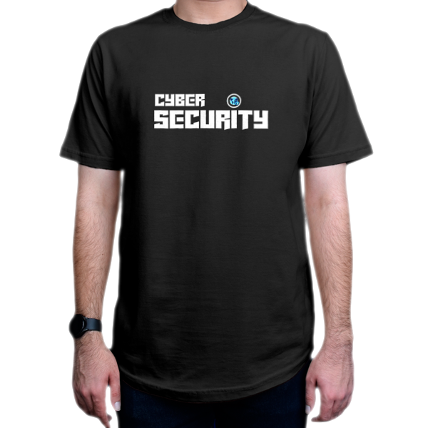 تیشرت برنامه نویسی طرح Cyber Security2نمای روبرو - رنگ مشکی