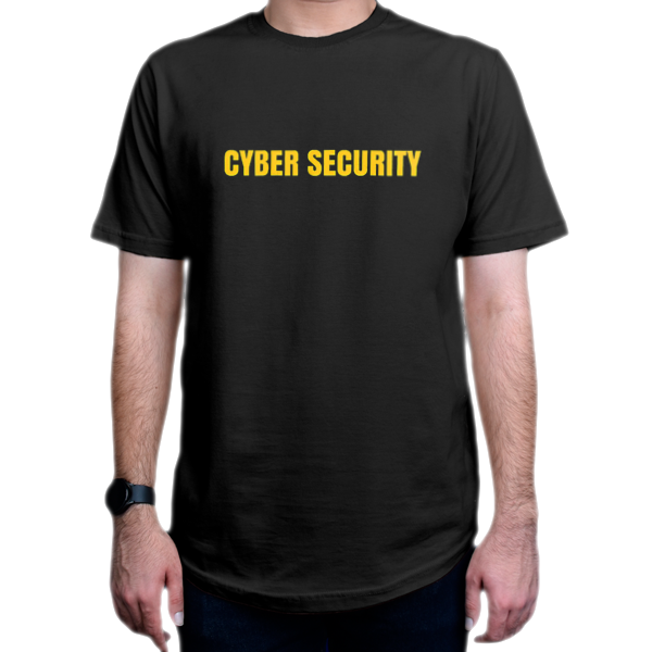تیشرت برنامه نویسی طرحCyber Securityنمای روبرو - رنگ مشکی