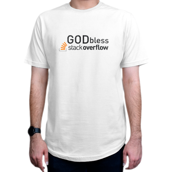 تیشرت برنامه نویسی طرح GOD blvess stackoverflowنمای روبرو - رنگ سفید