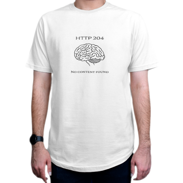 تیشرت برنامه نویسی طرح HTTP 204نمای روبرو - رنگ سفید