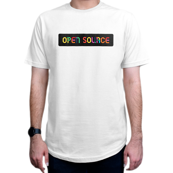تیشرت برنامه نویسی طرح Open Sourceنمای روبرو - رنگ سفید