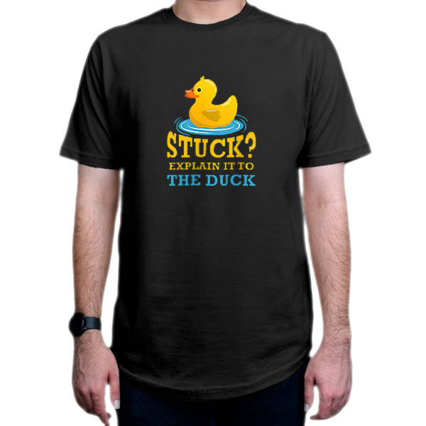 تیشرت برنامه نویسی طرح Stuck explain it to the duckنمای روبرو - رنگ مشکی