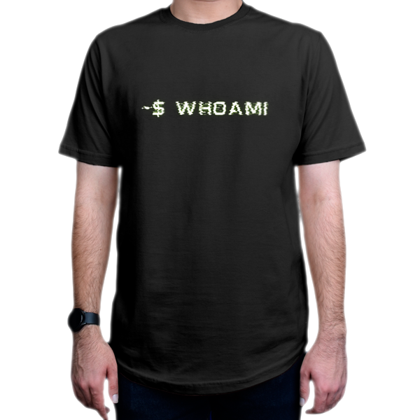 تیشرت برنامه نویسی طرح who am iنمای روبرو - رنگ مشکی
