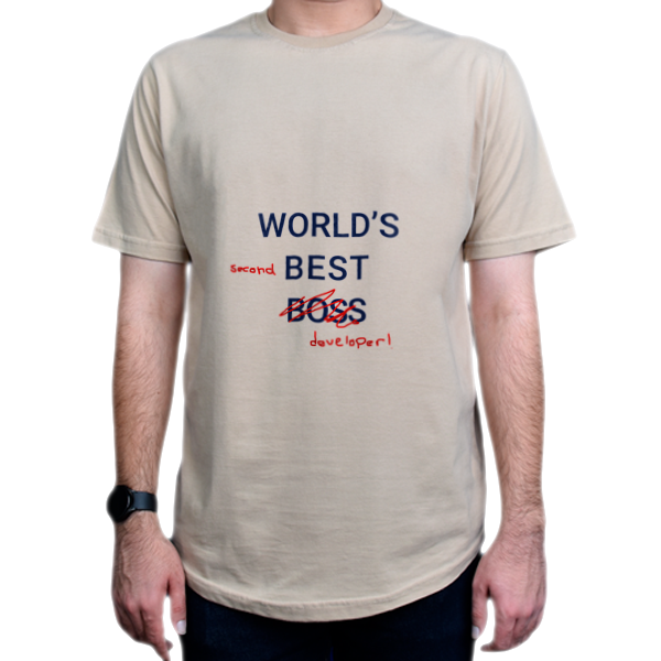 تیشرت طرح  word best developerنمای روبرو - رنگ نخودی0