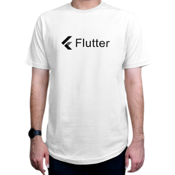 تیشرت برنامه نویسی طرح Flutter Blackنمای روبرو - رنگ سفید