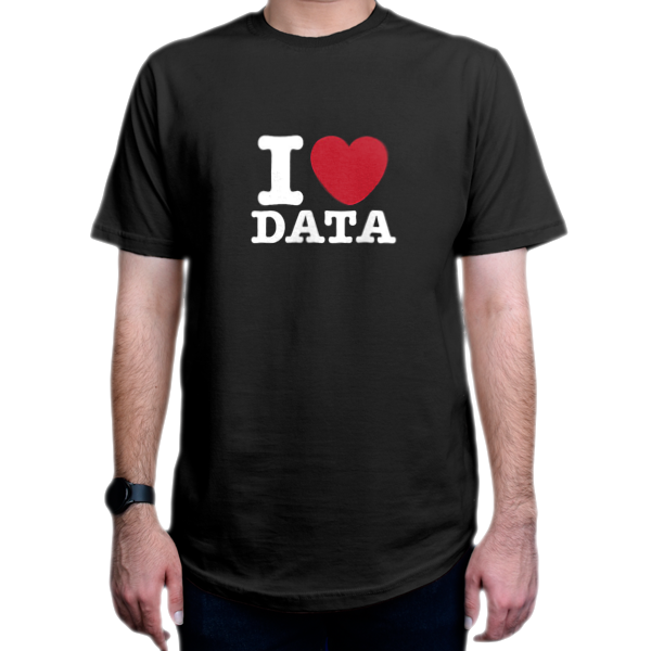 تیشرت برنامه نویسی طرح I Heart Dataنمای روبرو - رنگ مشکی
