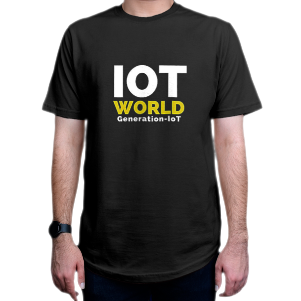 تیشرت برنامه نویسی طرح IoT World - Generation IoTنمای روبرو - رنگ مشکی