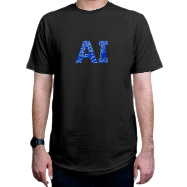 تیشرت برنامه نویسی طرح artificial intelligenceنمای روبرو - رنگ مشکی