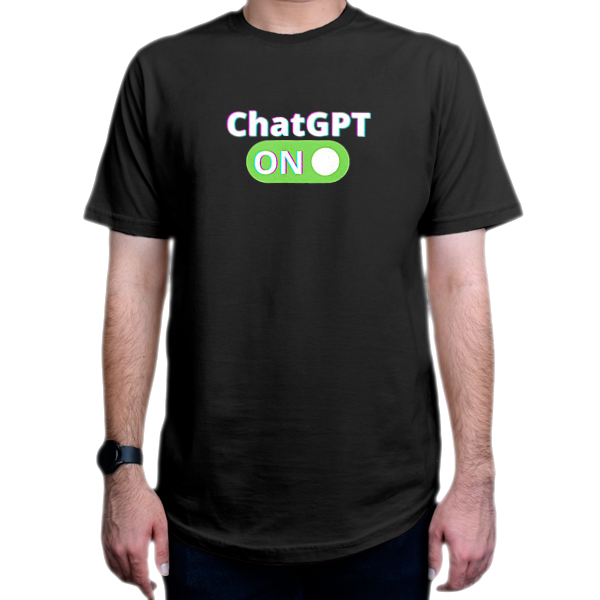 تیشرت برنامه نویسی طرح ChatGPT ONنمای روبرو - رنگ مشکی