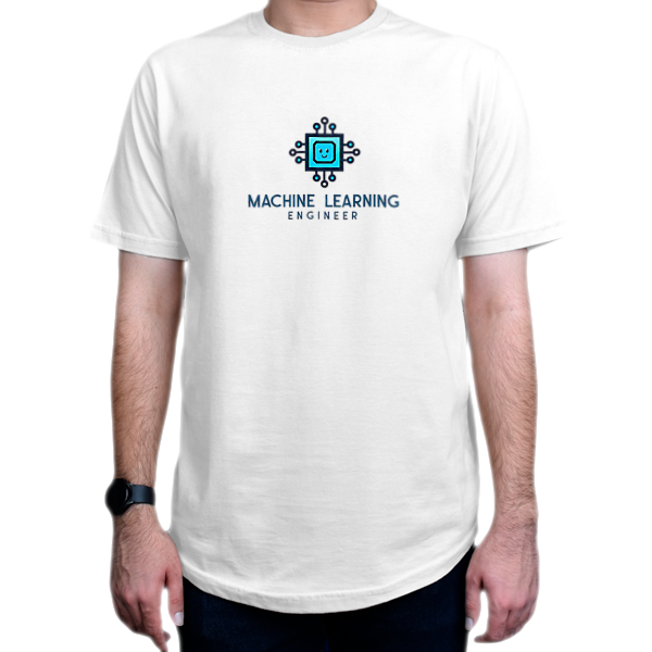 تیشرت برنامه نویسی طرح Machine Learningنمای روبرو - رنگ سفید