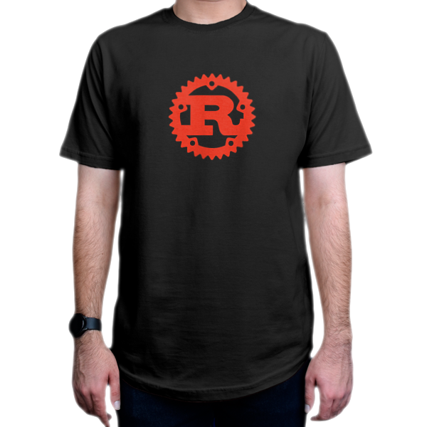 تیشرت برنامه نویسی طرح Rust redنمای روبرو - رنگ مشکی