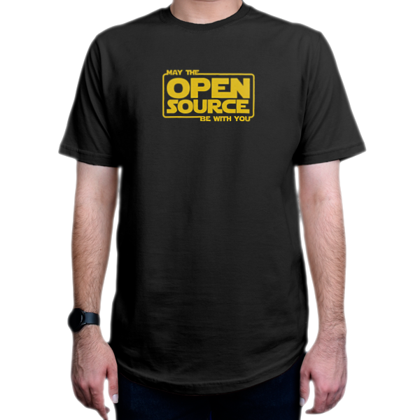 youتیشرت برنامه نویسی طرح May the Open Source be withنمای روبرو - رنگ مشکی