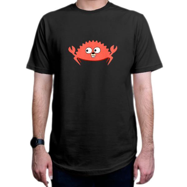 تیشرت برنامه نویسی طرح  Rust Crab-Gopherنمای روبرو - رنگ مشکی