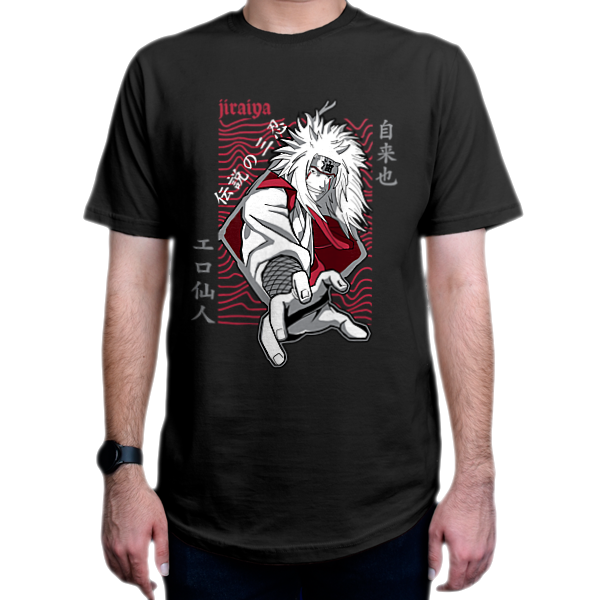 تیشرت انیمه طرح Naruto ناروتو شخصیت Jiraiya جيرايانمای روبرو - رنگ مشکی