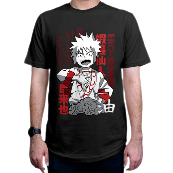تیشرت انیمه طرح  Naruto  ناروتو شخصیت  Ero-sennin ارو-سنیننمای روبرو - رنگ مشکی