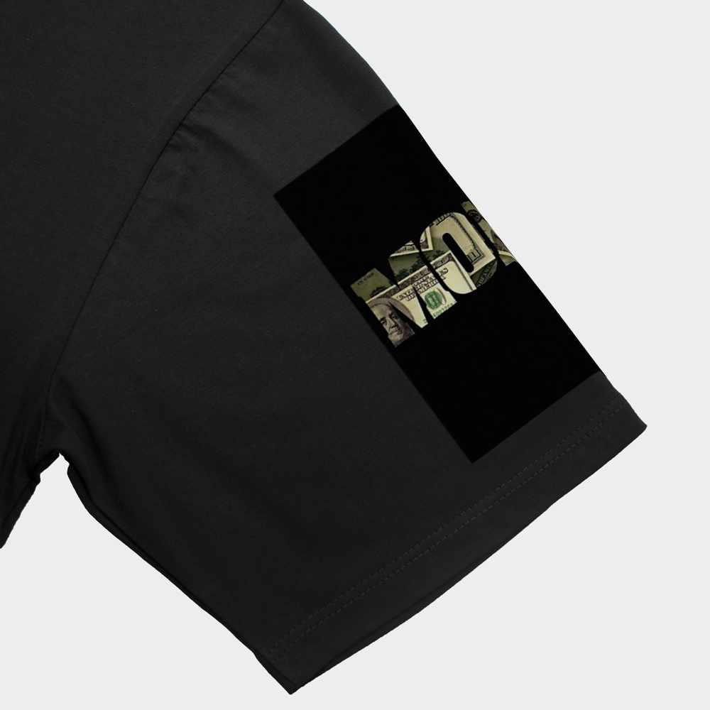 money t-shirt longنمای نزدیک آستین چپ - رنگ مشکی3